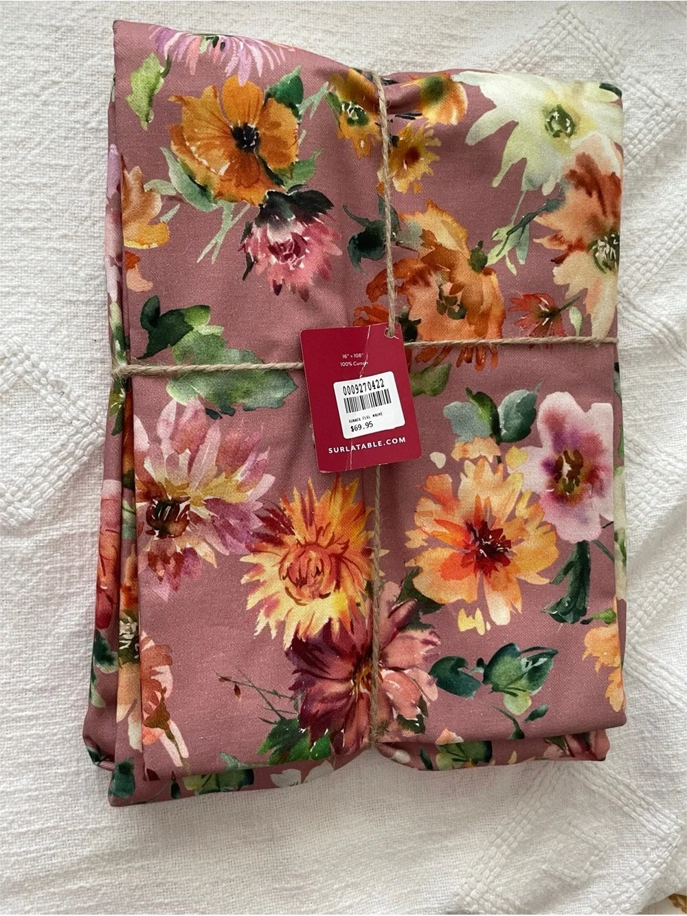 Sur La Table Fall Botanical Table Runner 100% Cotton 108